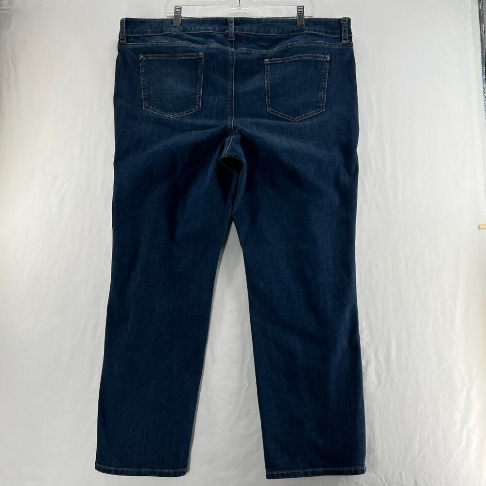 Chicos Straight Leg Jeans Women 4R Stretch Denim Mid-Rise Zip Fly Dark Blue Wash - Picture 2 of 12